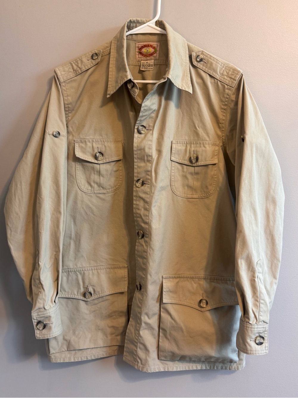 VTG Banana Republic Safari Jacket Size 40 Khaki Belted 100% Cotton Vintage